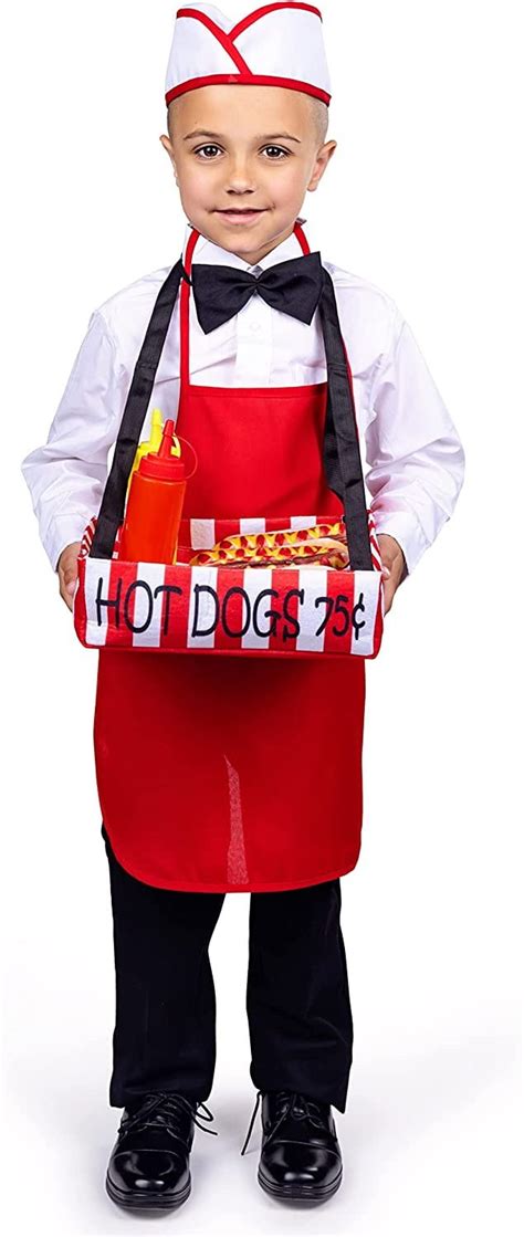 Dress-Up-America Hot Dog Vendor Costume - Kids Waiter Costume Set ...