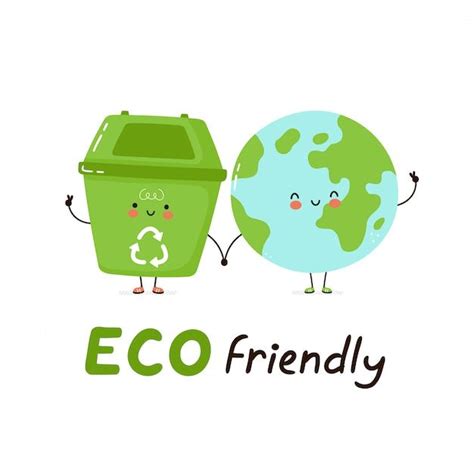 Premium Vector | Cute happy trash bin and earth planet. eco friendly card. isolated on white ...