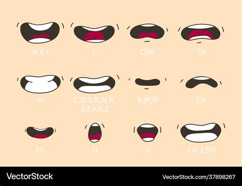 Cartoon talking mouth and lips expressions Vector Image