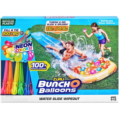 Zuru Bunch O Balloons Neon Colors Water Slide Wipeout | BIG W