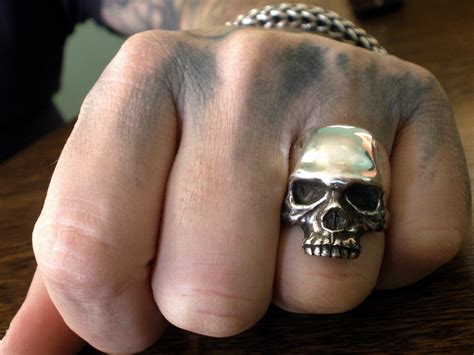 Skull Ring Keith Richards Style Skull Ring Sterling Silver - Etsy