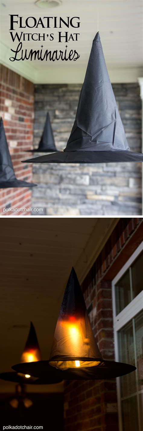 DIY Floating Witch Hat Luminaries; Halloween Witch Decorations