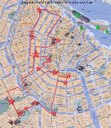 Walking tour map of Amsterdam - Map of walking tour of Amsterdam ...