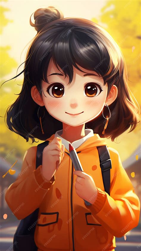 Free Photo | Portrait of student in anime style attending school