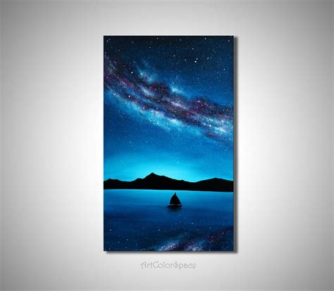 Starry Night Sky Milky Way Painting on Canvas by Artcolorspace - Etsy ...