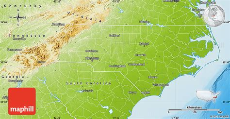 Physical Map of North Carolina