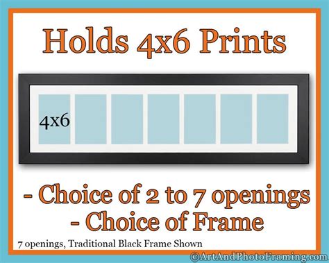 Black Frame Single White Collage Mat 4x6 Inch Openings, Picture Frame ...