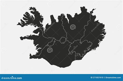 Iceland Map with Regions Isolated on White Background. Stock Vector - Illustration of reykjavik ...