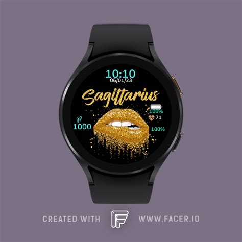 CrystalTaurus2022 - Gold glitter lips Sagittarius - watch face for Apple Watch, Samsung Gear S3 ...