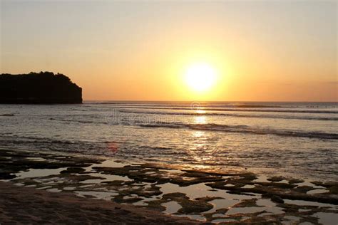 Sunset on Balangan beach stock photo. Image of asia, cliff - 37873362