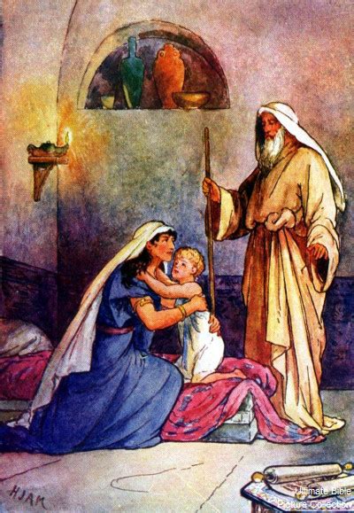 2 Kings 4 Bible Pictures: Elisha with Shunamite woman's boy