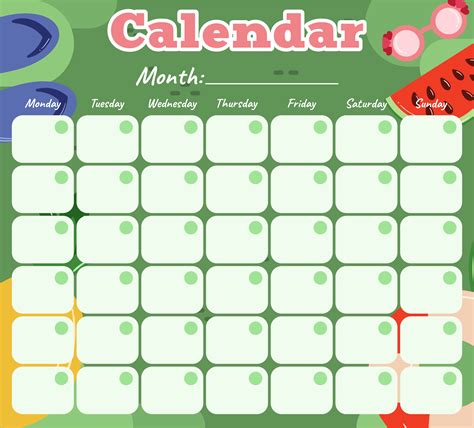 Cute Printable Monthly Calendar