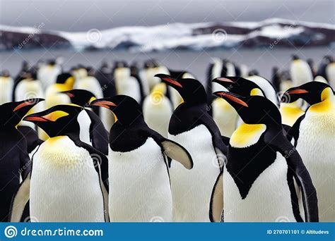 Bright Funny Emperor Penguins Living at South Pole. Stock Illustration ...