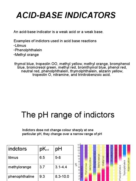 ACID-BASE INDICATORS 211.ppt | Acid | Ph