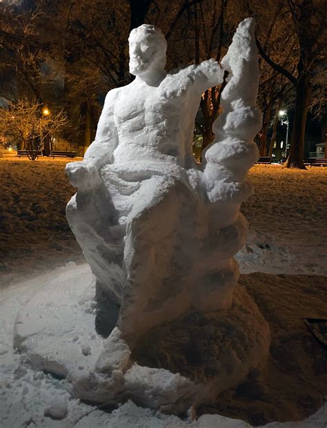 Classical Snow Sculptures Storm Astoria Park