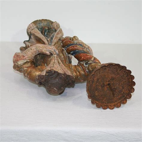 18th Century, Italian Carved Wood Baroque Angel with Candleholder at ...