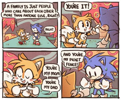 Traduccion: 1. Tails: Una familia es solo gente que se preocupa por los demás más que nadie ...