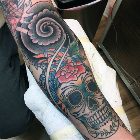 Sugar Skull Sleeve Tattoos For Women