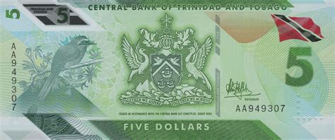 5 Dollars (Polymer) - Trinidad and Tobago – Numista