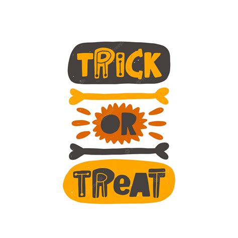 Premium Vector | Trick or treat. halloween hand drawn lettering. party art design sticker logo label