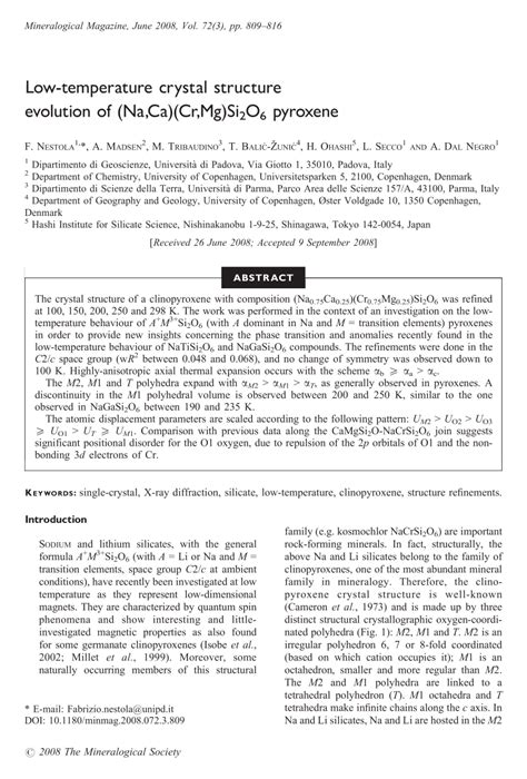 (PDF) Low-temperature crystal structure evolution of (Na,Ca)(Cr,Mg ...