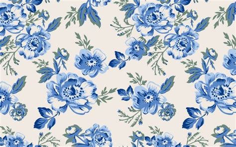 Vintage Floral Desktop Wallpaper. | Blue flower wallpaper, Vintage ...