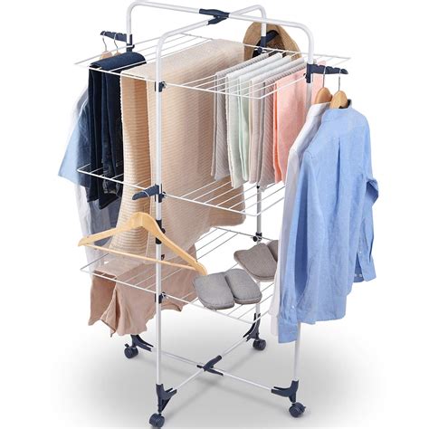 Buy Kingrack Clothes Drying Rack, 3-Tier Collapsible Laundry Rack Stand Garment Drying Station ...