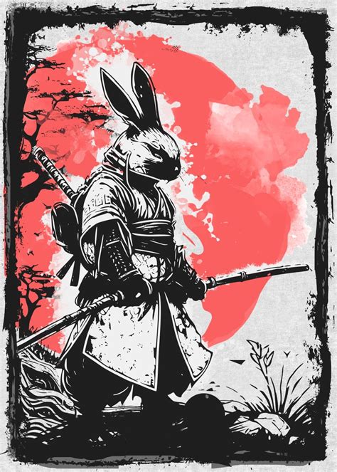 'Rabbit Samurai Killer' Poster, picture, metal print, paint by Ilya ...