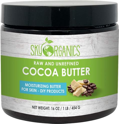 Organic Cocoa Butter By Sky Organics: Unrefined, 100% Pure Raw Cocoa Butter 454g - Skin ...