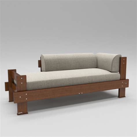 3D wooden divan sofa model - TurboSquid 1337940