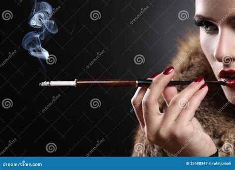 Woman with Cigarette in Vintage Image Stock Image - Image of cigarette, portrait: 25688349