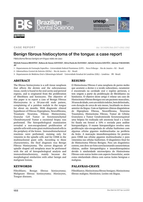 Benign Fibrous Histiocytoma of the Tongue - DocsLib