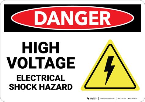 Danger: High Voltage Electrical Shock Hazard With Graphic - Wall Sign