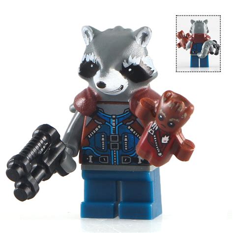 Rocket Raccoon with Baby Groot Custom Marvel Superhero Minifigure Guar – Minifigure Bricks