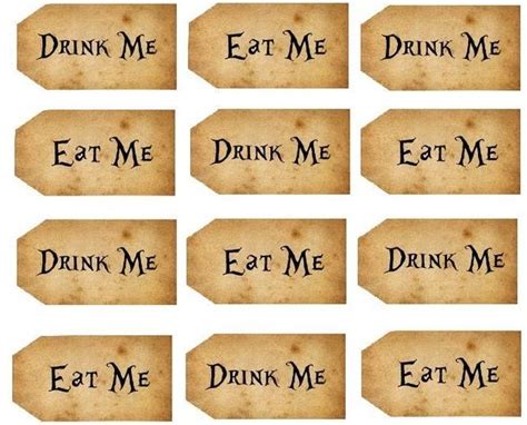 Alice in Wonderland 'Eat me' 'drink me' labels for sweet jars and ...