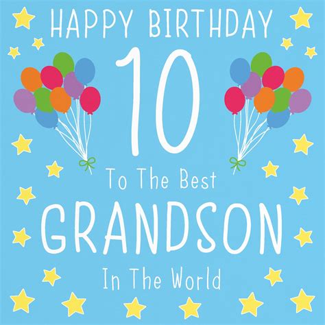 Grandson 10th Birthday Card Happy Birthday 10 to the - Etsy