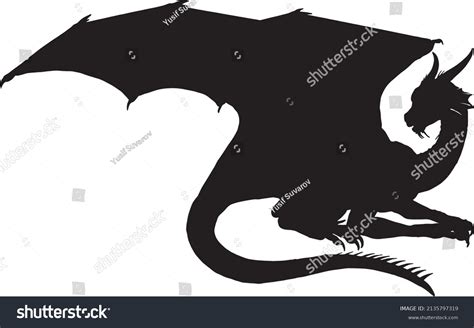 Dragon Silhouette Vector Black White Stock Vector (Royalty Free ...