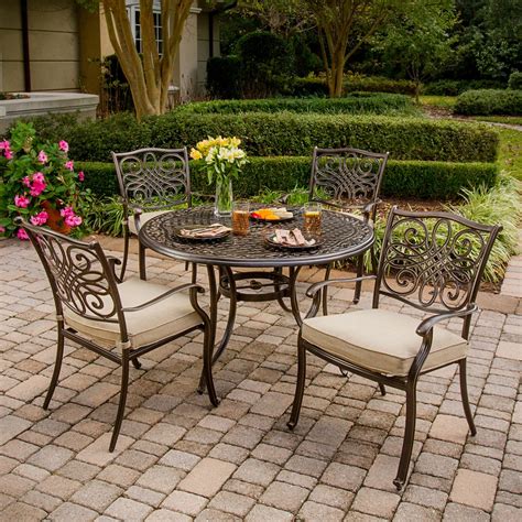 Shop Hanover Outdoor Furniture Traditions 5-Piece Bronze Metal Frame Patio Set with Natural Oat ...