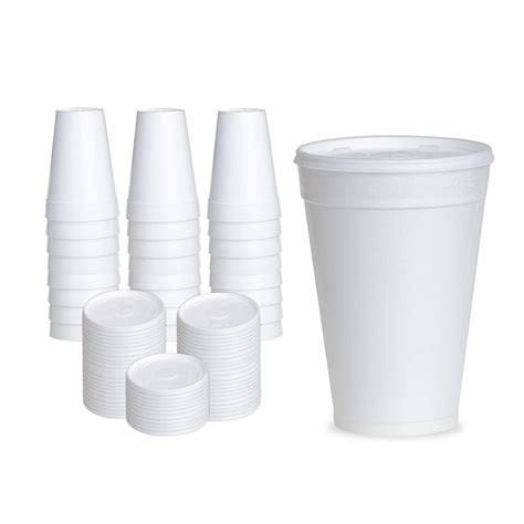 Oz Disposable Styrofoam Cups (50 Pack), White Foam Cup Insulates Hot Cold Beverages, Made In The ...