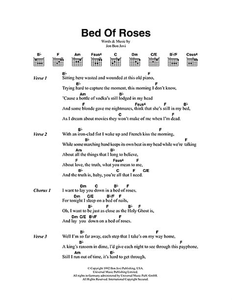 Bon Jovi "Bed Of Roses" Sheet Music Notes | Download Printable PDF Score 85087