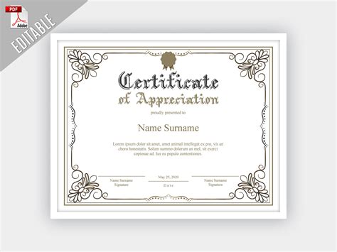 Printable Certificate of Appreciation Editable Certificate - Etsy ...