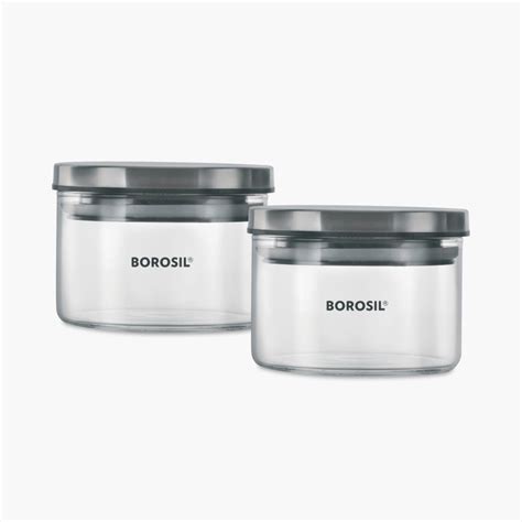 BOROSIL Storage Container Glass Jars- Set of 2- 300ml | Transparent | Glass