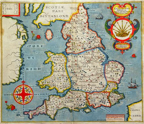 Map of England and part of Scotland by Guliel Hole (d. 1624), ca. 1607 ...