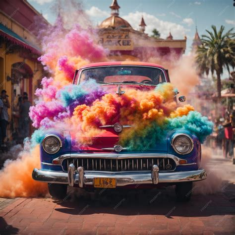 Premium Photo | Disney Colorful car with colorful smoke with the name Abubakar