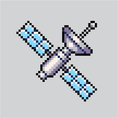 Pixel art illustration Space satellite. Pixelated Satellite. Space Satellite icon pixelated for ...