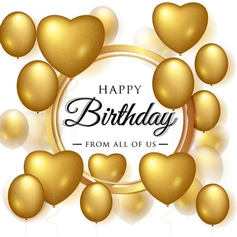 Vector Birthday Elegant Greeting Card With Gold Balloons PNG Image ...