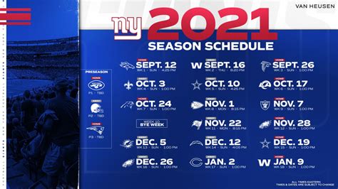 Giants release official 2021 NFL schedule