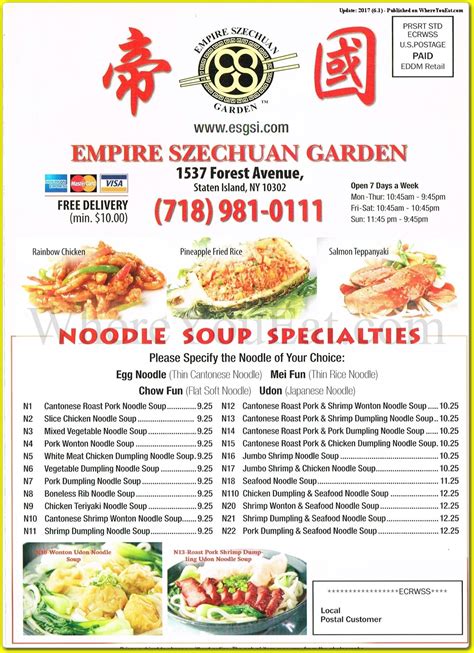 Empire Szechuan Garden Restaurant | Located in 1537 Forest Ave Delivery in 10302 Chinese Restaurant