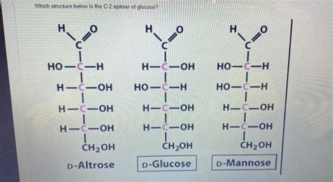 Solved Which structure below is the C-2 epimer of glucose? | Chegg.com