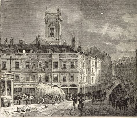 St Andrew's Holborn from Snow Hill in 1850 | London history, London drawing, London art